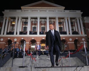 Gov. Deval Patrick taking the Lone Walk from the Massachusetts State House